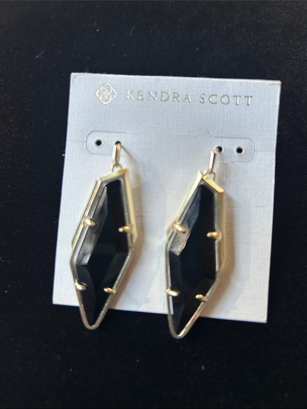 Kendra Scott Bexley Gold Drop Earrings in Rare Mirrored Hematite